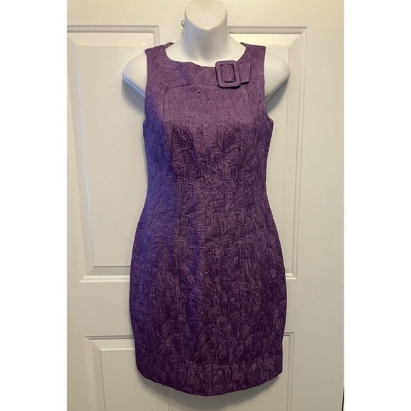 David Meister Dresses & Skirts - DAVID MEISTER Sheath Dress Size 4 Lavender Purple Jacquard Sleeveless